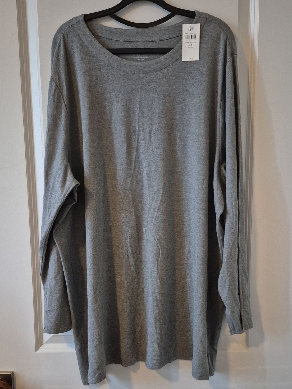 J JILL Luxe Supima Forward Seam Tunic Dark Grey Heather 3x Nwt